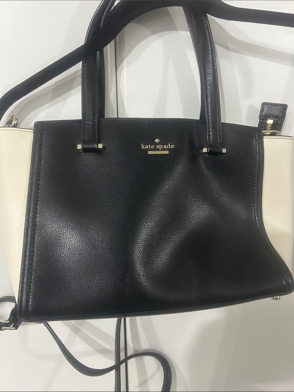 kate spade Black & Cream Structured Leather Satchel